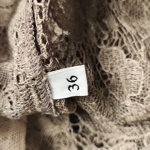 Dolce & Gabbana Delicate Lace Floral Stretched Button-Down Shirt In Khaki SZ 36 - Picture 12 of 16